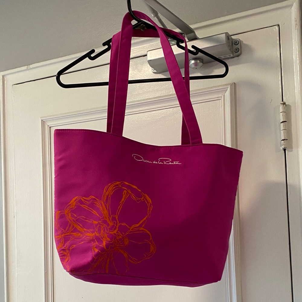 Oscar de la Renta Fuchsia and Orange Tote